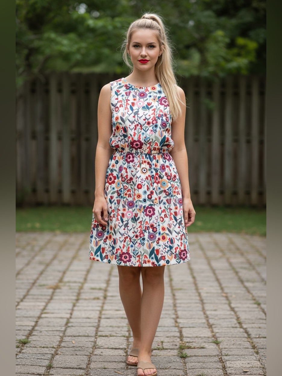 Valentino Floral Sleeveless A-Line Dress In Multi-Color